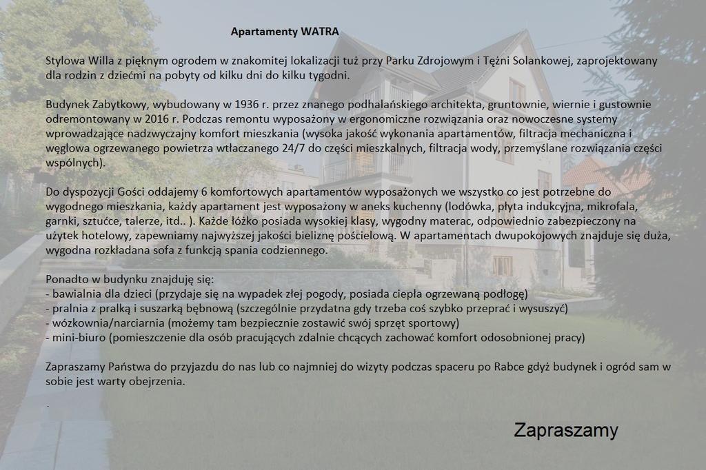 Apartamenty Watra Rabka-Zdrój Exterior photo